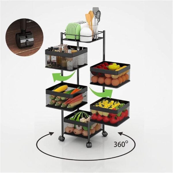 5 Layer Square Shape Kitchen Rack