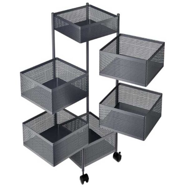6 Layer Kitchen Storage Rack – Square Shape (360° Rotating)