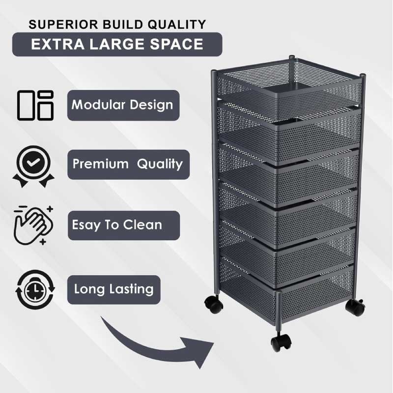 6 Layer Kitchen Storage Rack – Square Shape (360° Rotating) - Image 4