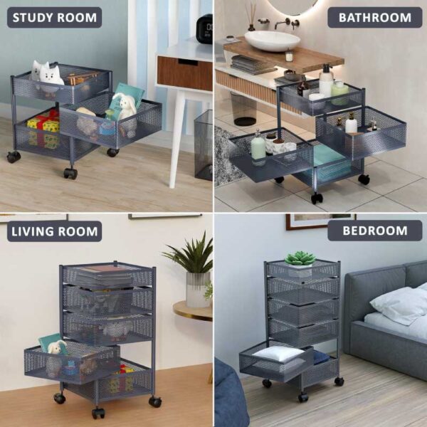 6 Layer Kitchen Storage Rack – Square Shape (360° Rotating)
