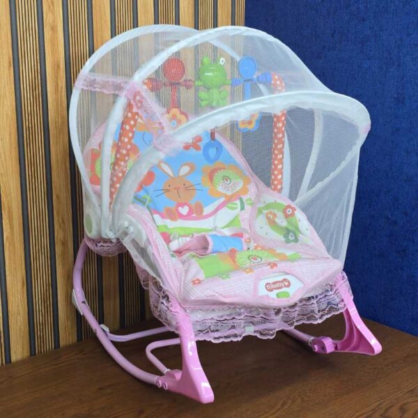 Ti Baby Rocker ( মশারি সহ ) Pink বাচ্চাকে শান্ত রাখতে মিউজিক+খেলনা