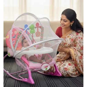 Ti Baby Rocker (মশারি+ডাইনিং) Pink বাচ্চাকে শান্ত রাখতে মিউজিক+খেলনা